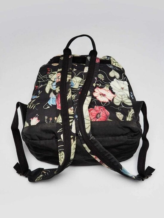 Gucci Black Floral Printed Canvas Backpack Bag